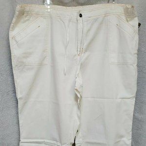 IE Relaxed NWT Ivory Orange Trim Capri Pants Size 24W